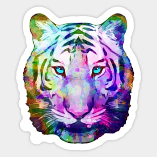 Tiger art illustration, colorful watercolor style Sticker